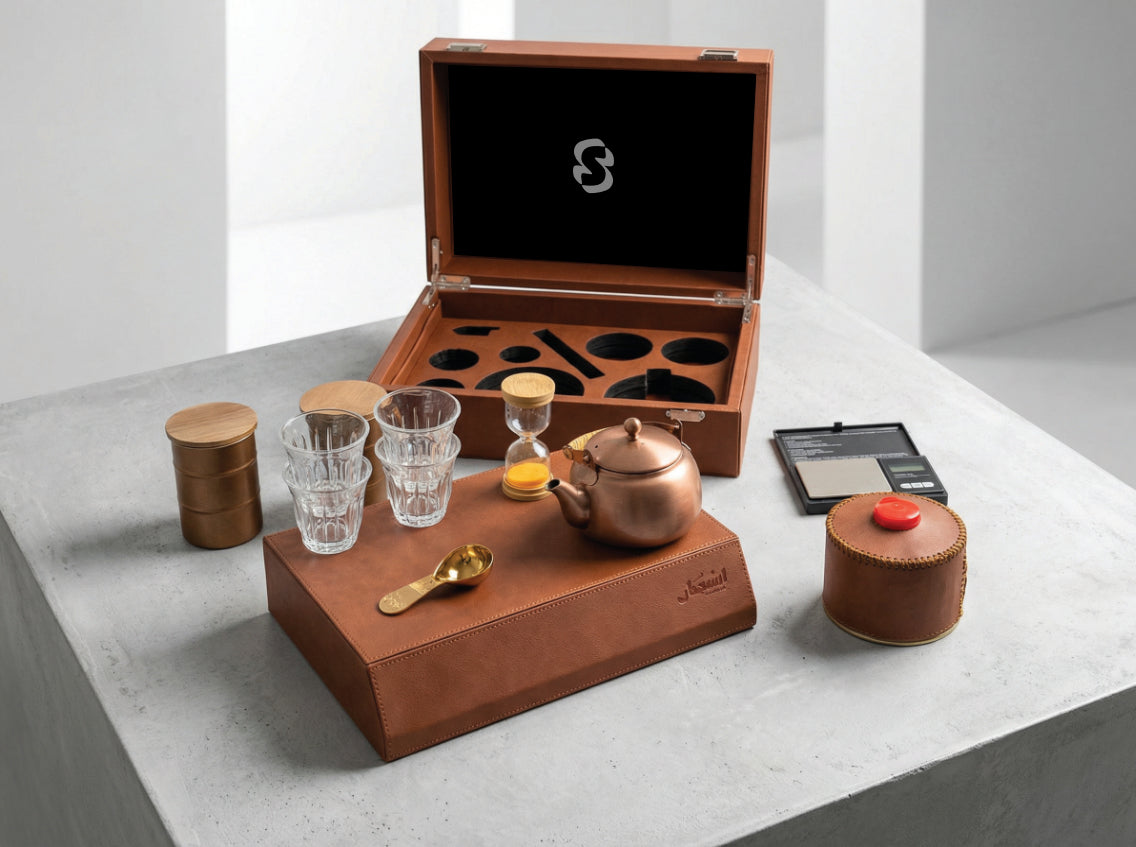 The "Istijmam" Luxury Portable Tea Connoisseur Set | Bespoke Leather Travel Kit