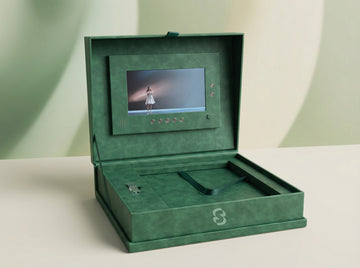 Signature Emerald Digital Video Gift Box | Premium Leather Keepsake Box with LCD Screen